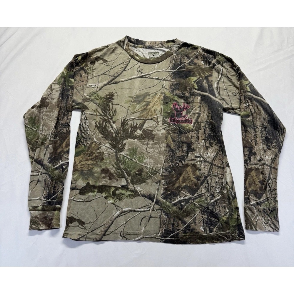 Ranger Realtree Hardwoods Shirt Mens M Camo Hunting Outdoors‎ Pocket 90s tee